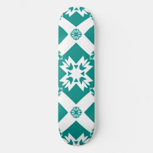 Skateboard Patrón geométrico abstracto en blanco y verde