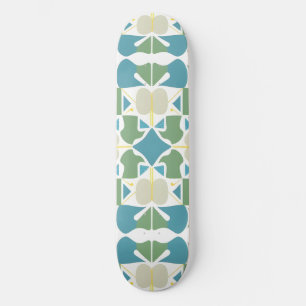 Skateboard Patrón geométrico abstracto en verde y azul
