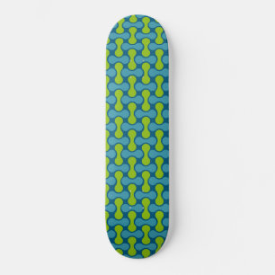 Skateboard Patrón geométrico abstracto retro en azul y verde
