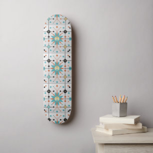 Skateboard Patrón geométrico atómico de mediados de siglo ret
