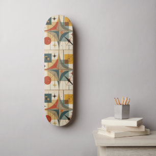 Skateboard Patrón geométrico atómico de mediados de siglo ret