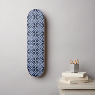 Skateboard Patrón geométrico azul estilo retro
