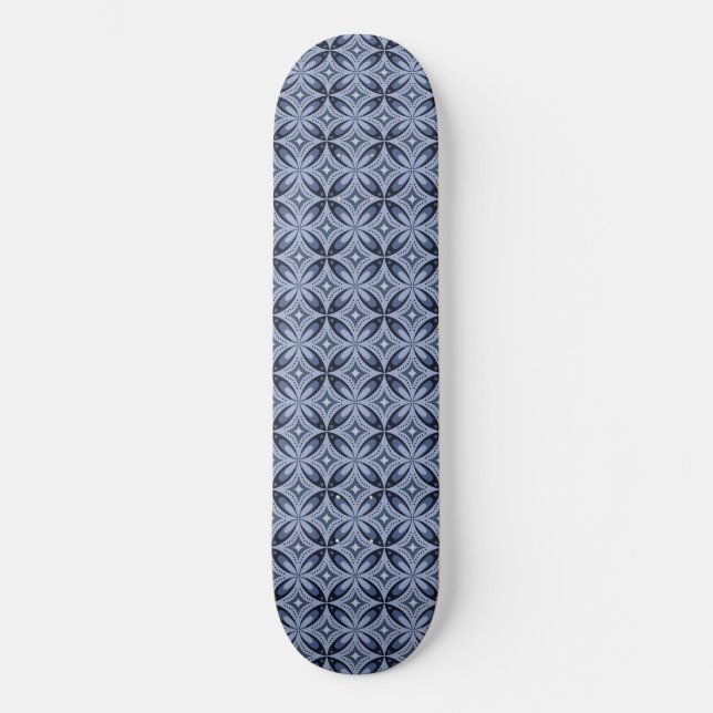 Skateboard Patrón geométrico azul estilo retro (Anverso)