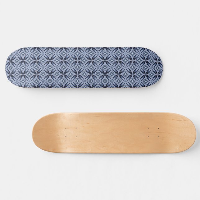 Skateboard Patrón geométrico azul estilo retro (Horz)