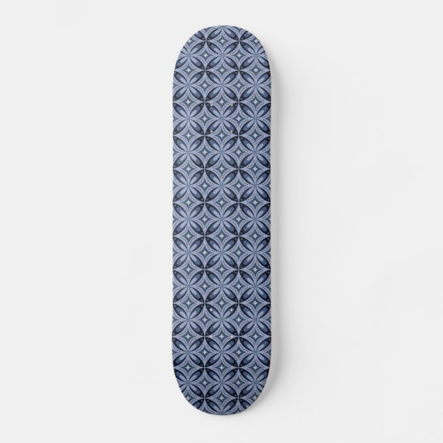 Skateboard Patrón geométrico azul estilo retro (Anverso)