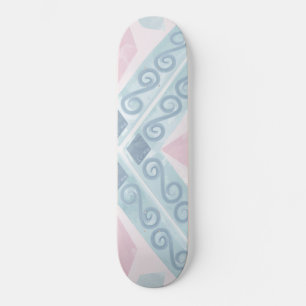 Skateboard Patrón geométrico de diamante azul