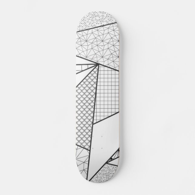 Skateboard Patrón geométrico de los triángulos blancos negros (Anverso)