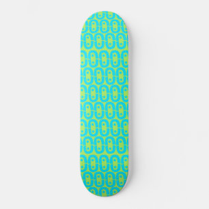 Skateboard Patrón geométrico de turquesa y verde lima