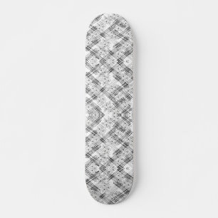 Skateboard Patrón geométrico floral moderno en blanco y negro