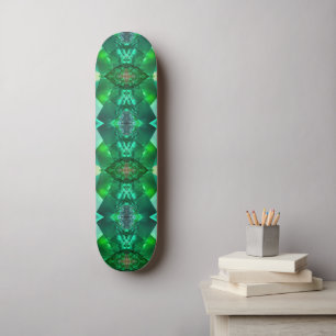 Skateboard Patrón geométrico místico místico esmeralda verde