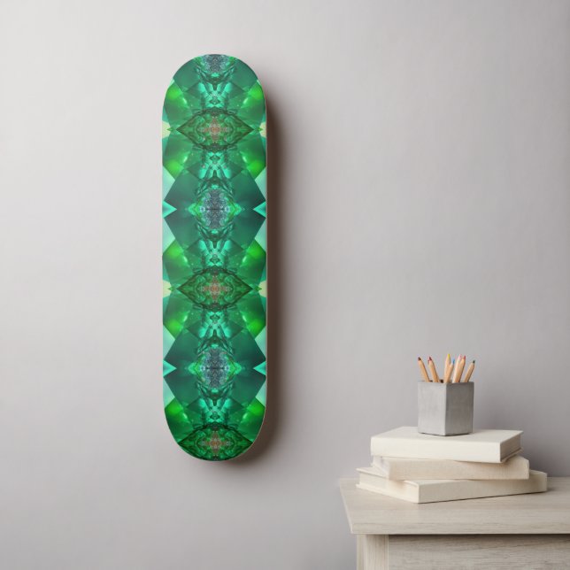 Skateboard Patrón geométrico místico místico esmeralda verde (Arte de la pared)