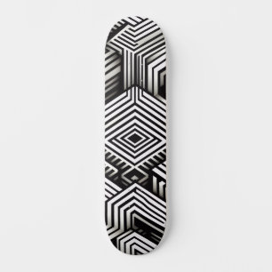Skateboard Patrón geométrico monocromo abstracto moderno y at