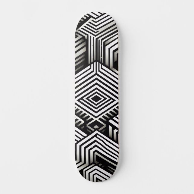 Skateboard Patrón geométrico monocromo abstracto moderno y at (Anverso)