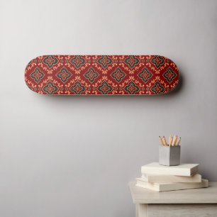 Skateboard Patrón geométrico rojo / impresión india