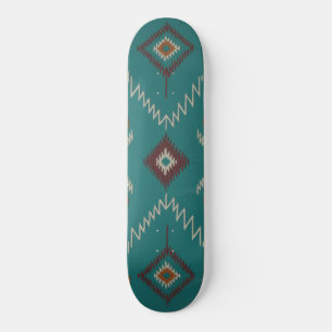 Skateboard Patrón geométrico tribal navajo turquesa