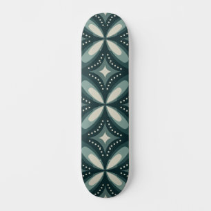 Skateboard Patrón geométrico verde retro