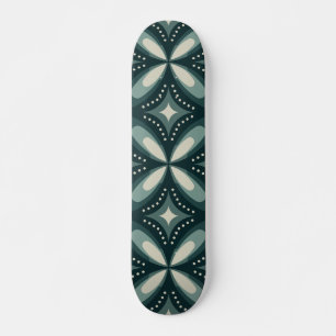 Skateboard Patrón geométrico verde retro
