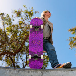 Skateboard Patrón Groovy Abstracto Magenta y Negro