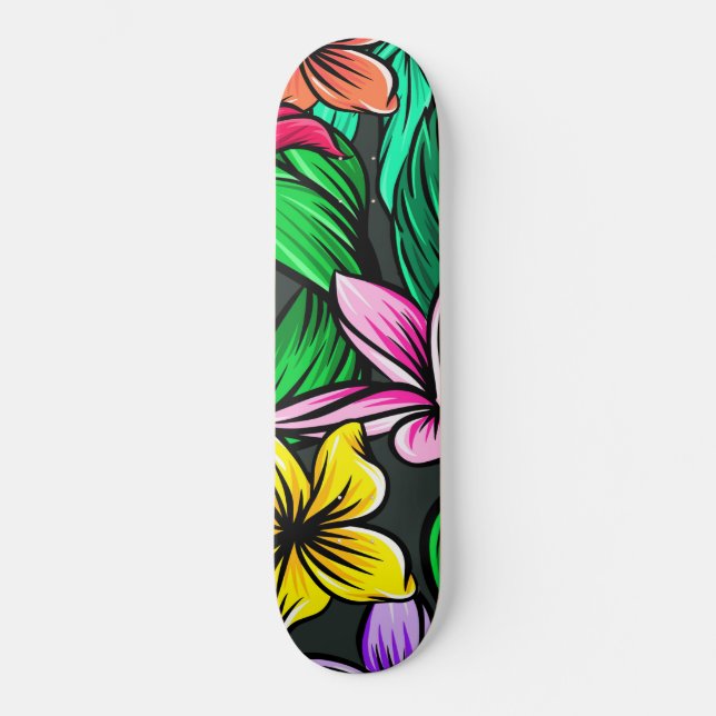 Skateboard Patrón Hibiscus de verano tropical (Anverso)