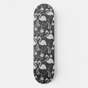 Skateboard Patrón ininterrumpido de flamenco blanco sobre fon