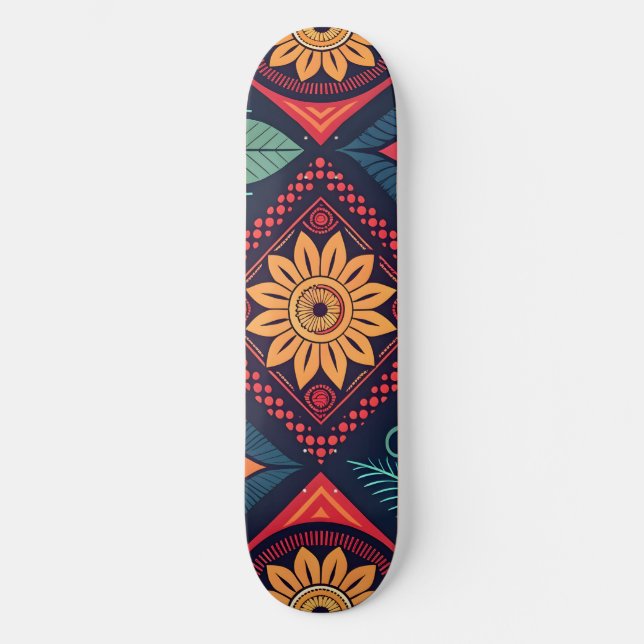Skateboard Patrón mágico de las flores (Anverso)