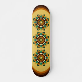 Skateboard Patrón Mandala 02 en amarillo y marrón