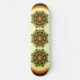 Skateboard Patrón Mandala 02 en amarillo y marrón