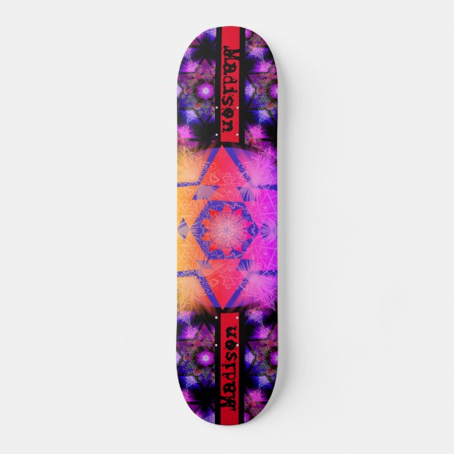 Skateboard Patrón Merkabah Mandala (Anverso)