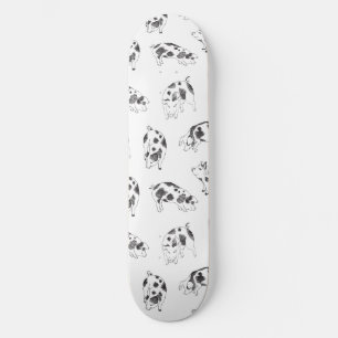 Skateboard Patrón minimalista de arte lineal de cerdo Cottage