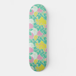 Skateboard Patrón moderno de barras y flores neón personaliza