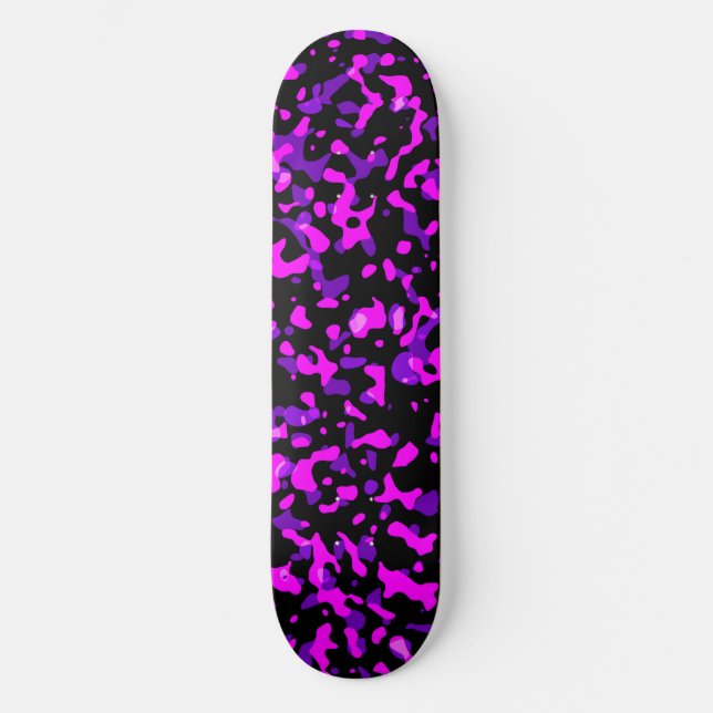 Skateboard Patrón moderno de camuflaje rosa y morado (Anverso)
