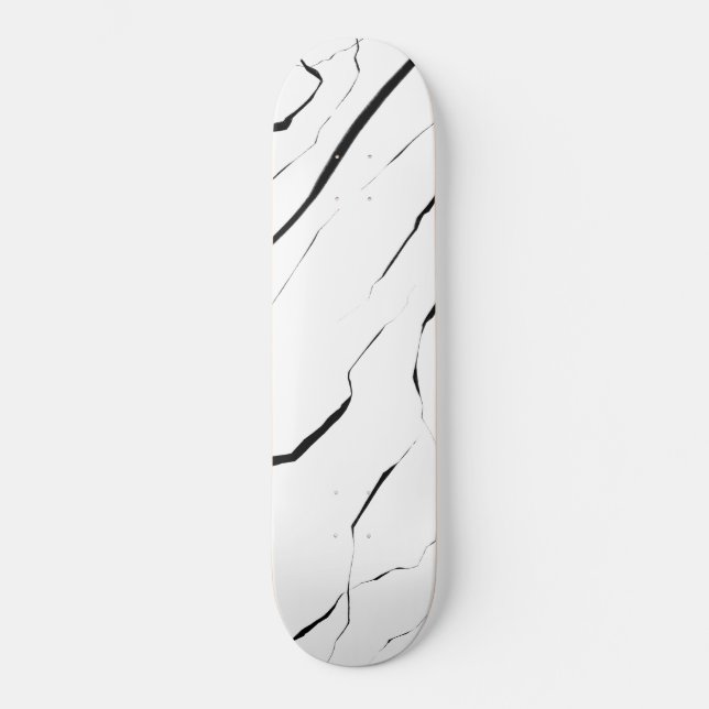 Skateboard Patrón moderno único de mármol blanco negro (Anverso)