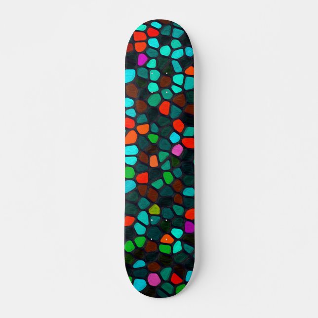 Skateboard Patrón mosaico multicolor (Anverso )