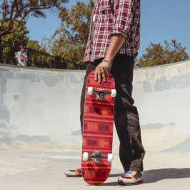 Skateboard Patrón Nativo Rojo Tribu étnica Boho Cultura