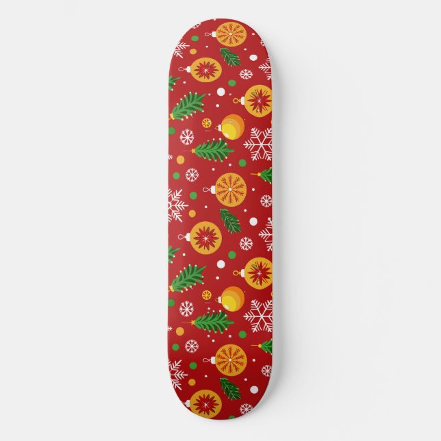 Skateboard Patrón navideño rojo (Anverso)