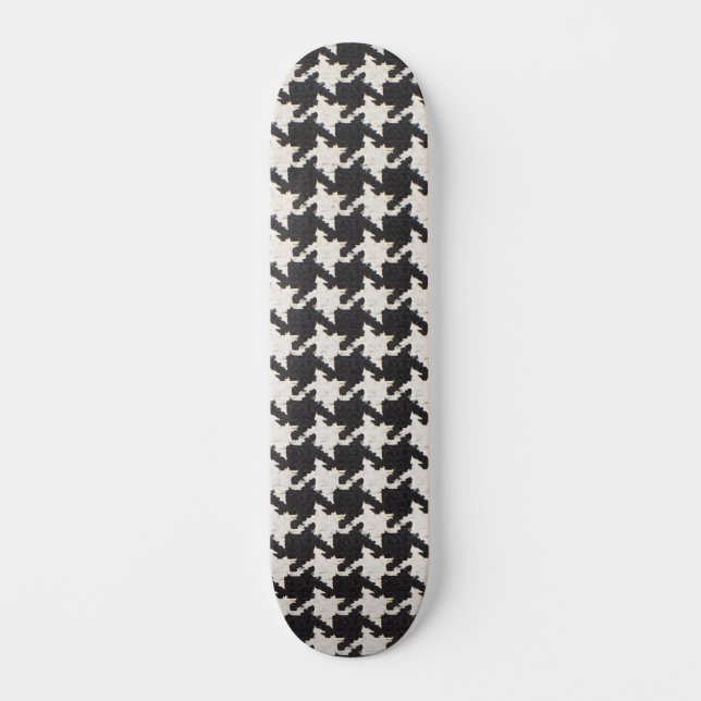 Skateboard Patrón negro blanco de dientes de sabueso (Anverso)