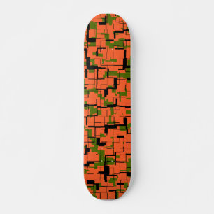Skateboard Patrón negro del Naranja verde del camo digital