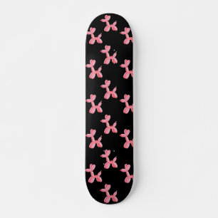 Skateboard Patrón negro rosado de perro con globo divertido