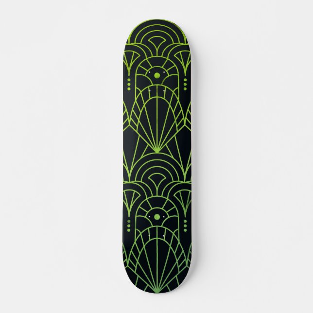 Skateboard Patrón negro verde de Art Deco Moderno de Guay (Anverso )