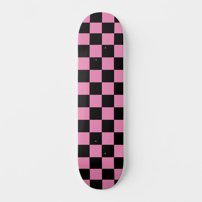 Skateboard Patrón negro y rosado con control de corte (Anverso)