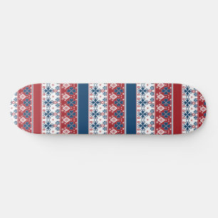 Skateboard Patrón noruego de rayas azules rojas
