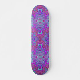 Skateboard Patrón ondulado mármol trippy magenta y azul
