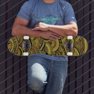 Skateboard Patrón Pintado A Mano Y Digitalmente Art. 15
