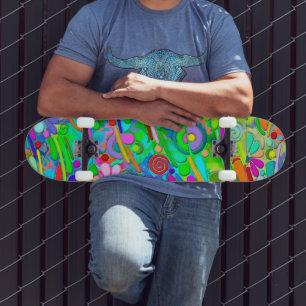 Skateboard Patrón Pintado A Mano Y Digitalmente Artículo 18