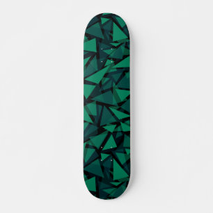 Skateboard Patrón poligonal esmeralda verde abstracto