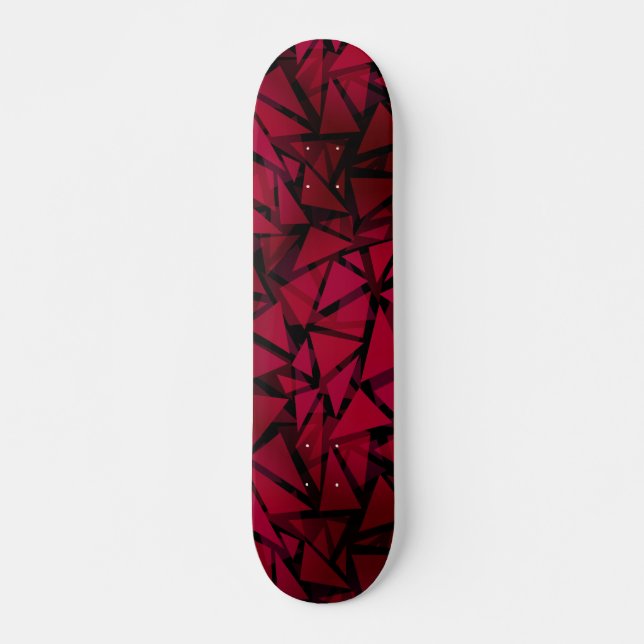 Skateboard Patrón poligonal geométrico moderno rojo (Anverso )