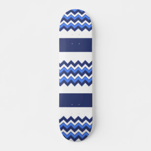 Skateboard Patrón rayado de zigzag blanco de la Marina Azul