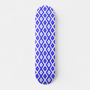 Skateboard Patrón real de diamantes azules y blancos