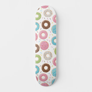 Skateboard Patrón Retro Colorido de Donas Minimalista Fiesta