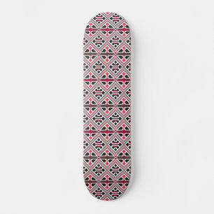 Skateboard Patrón retro de punto cruzado rojo y negro